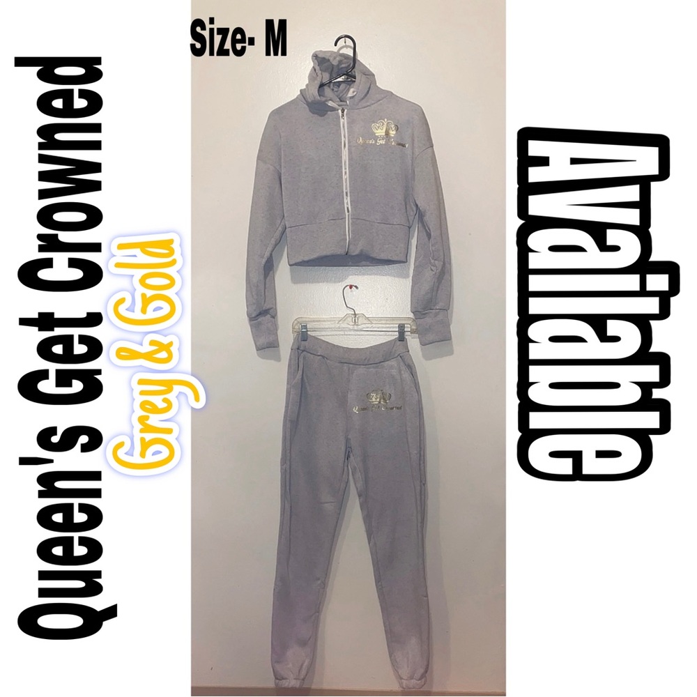 Women’s Queen’s Get Crowned Grey & Gold 2 Piece Set